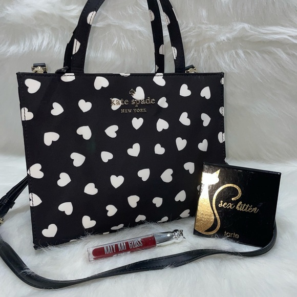kate spade Handbags - Kate Spade Heart Handbag - Black Nylon - New